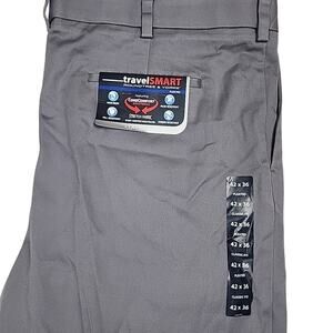 Roundtree Yorke Travel Smart Pant Tall Man Classic Fit Sz 42x36 Gray CoreComfort